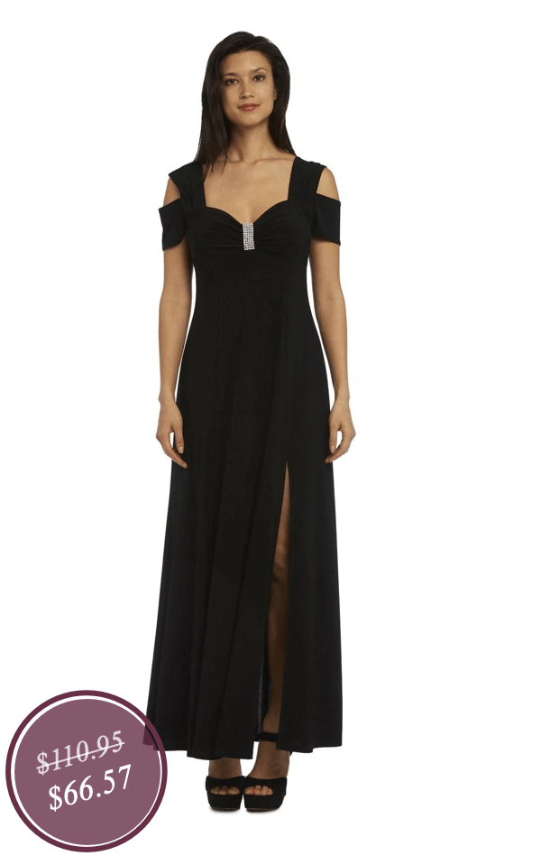Shop the "Evening Gown With Thigh Slit And Dianante Detail" 