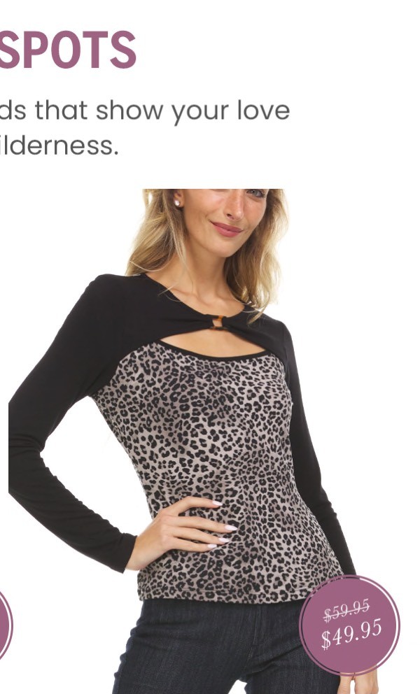 Shop the &quot;Animal Print With Cut Out Necklace Novelty Top&quot; 