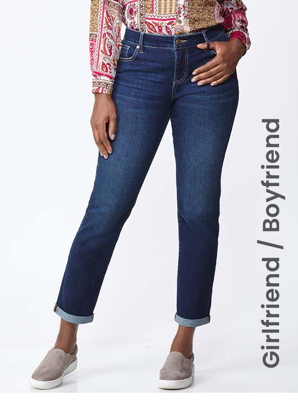 Shop the "Westport Signarture Girlfriend/Boyfriend 5 Pocket Jean With Double Rolled Cuff"