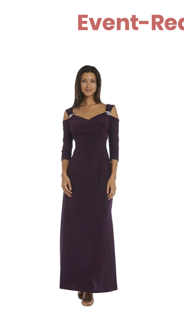 Shop the "Column Evening Gown With Shoulder Cutouts And Diamante Embellishments"