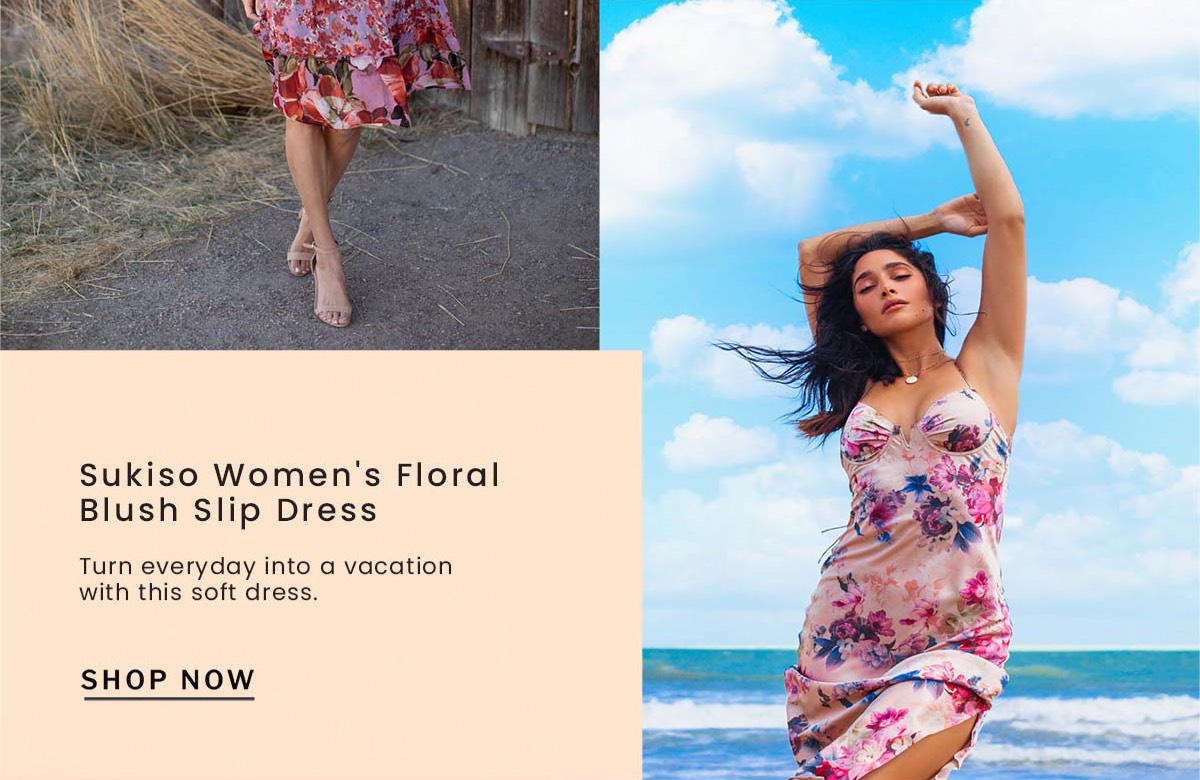 Shop the "Sukiso Women's Floral Blush Slip Dress"