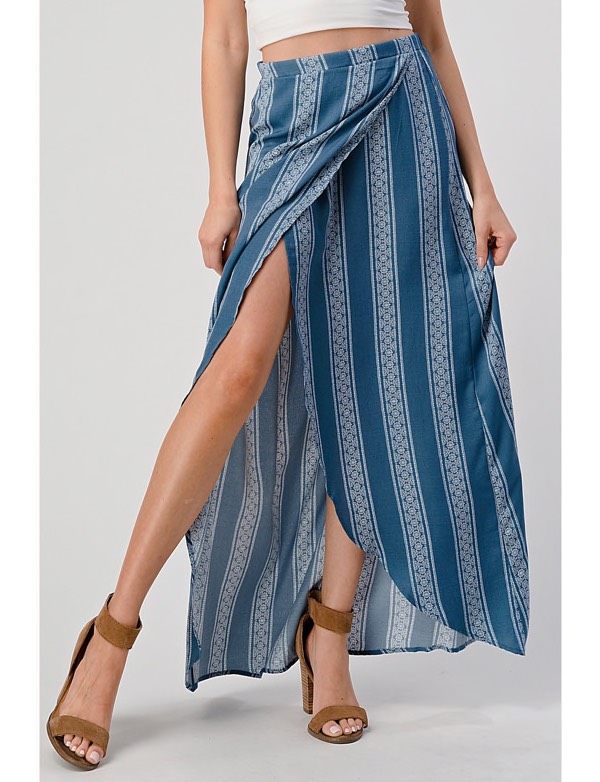 Shop the "Faux Wrap Boho Stripe Maxi Dress Skirt"