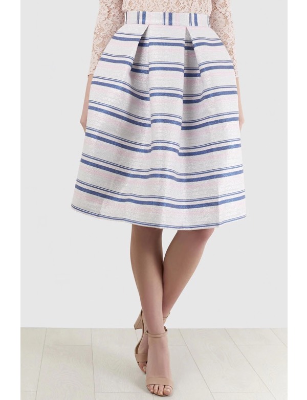 Shop the "Metallic Stripe Jacquard Skirt"