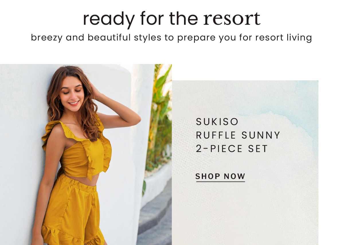 Shop the "Sukiso Crop Ruffle Tank Top And High Waist Loose Fit Flounce Shorts, Sunny Set"