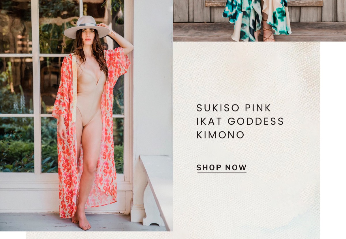 Shop the "Sukiso Women's Pink Ikat Goddess Kimono"