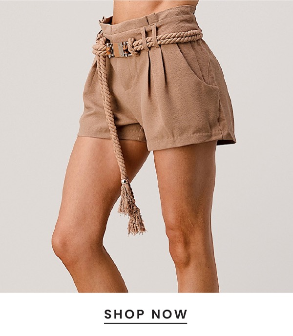 Shop the "Kaii Paper Bag Waist With Rope Belted Shorts"