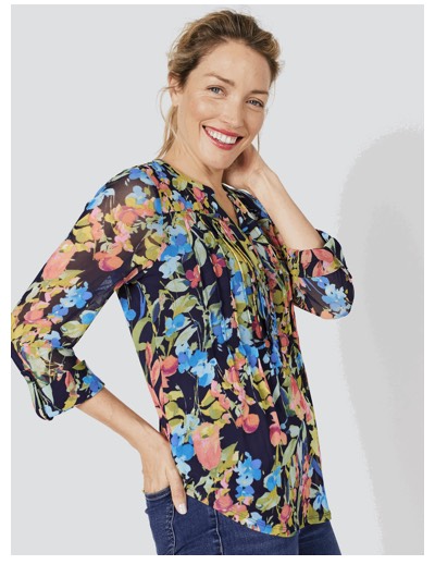 Shop the "Roz & Ali Floral Mesh Pintuck Popover"