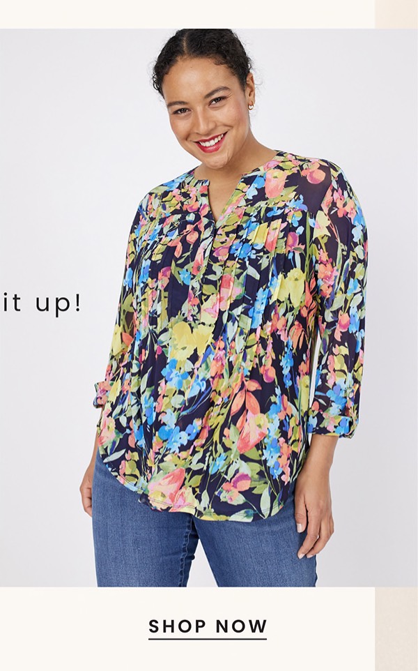 Shop the "Roz & Ali Floral Mesh Pintuck Popover"