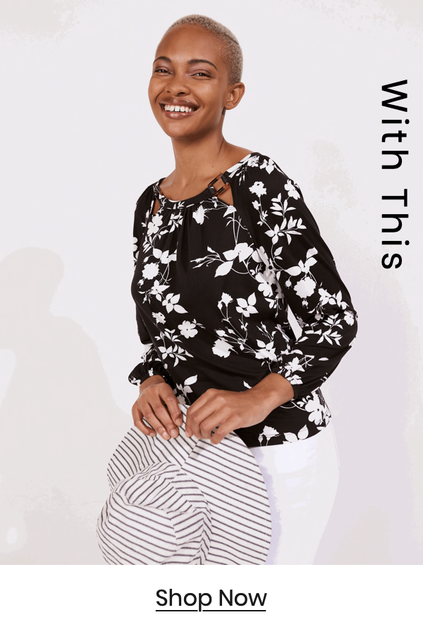 Shop the "Long Sleeve All Over Print Top With Novelty Buckles At Neckline"