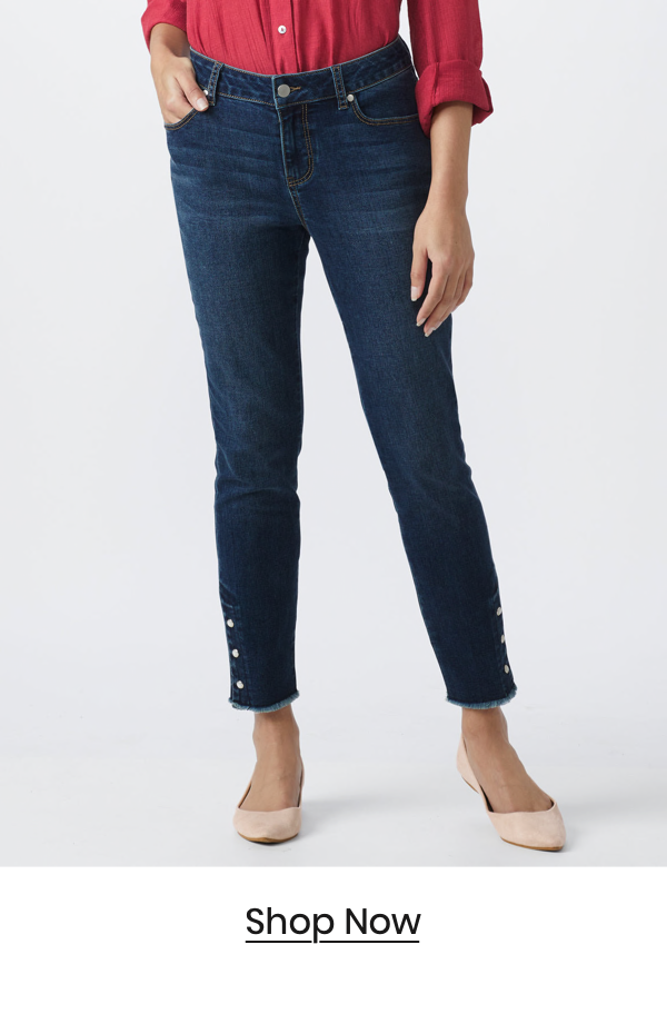 Shop the "Westport Signature 5 Pocket Skinny Ankle Jean With Snap Button At Ankle"