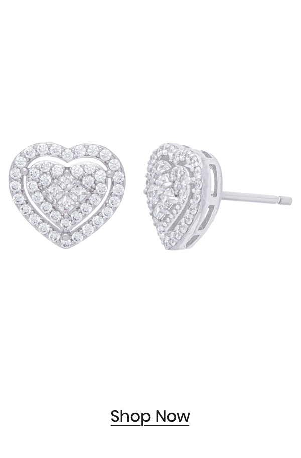 Shop the "Lite N Luv Jewels Fine Silver Cubic Zirconia Heart Earrings"