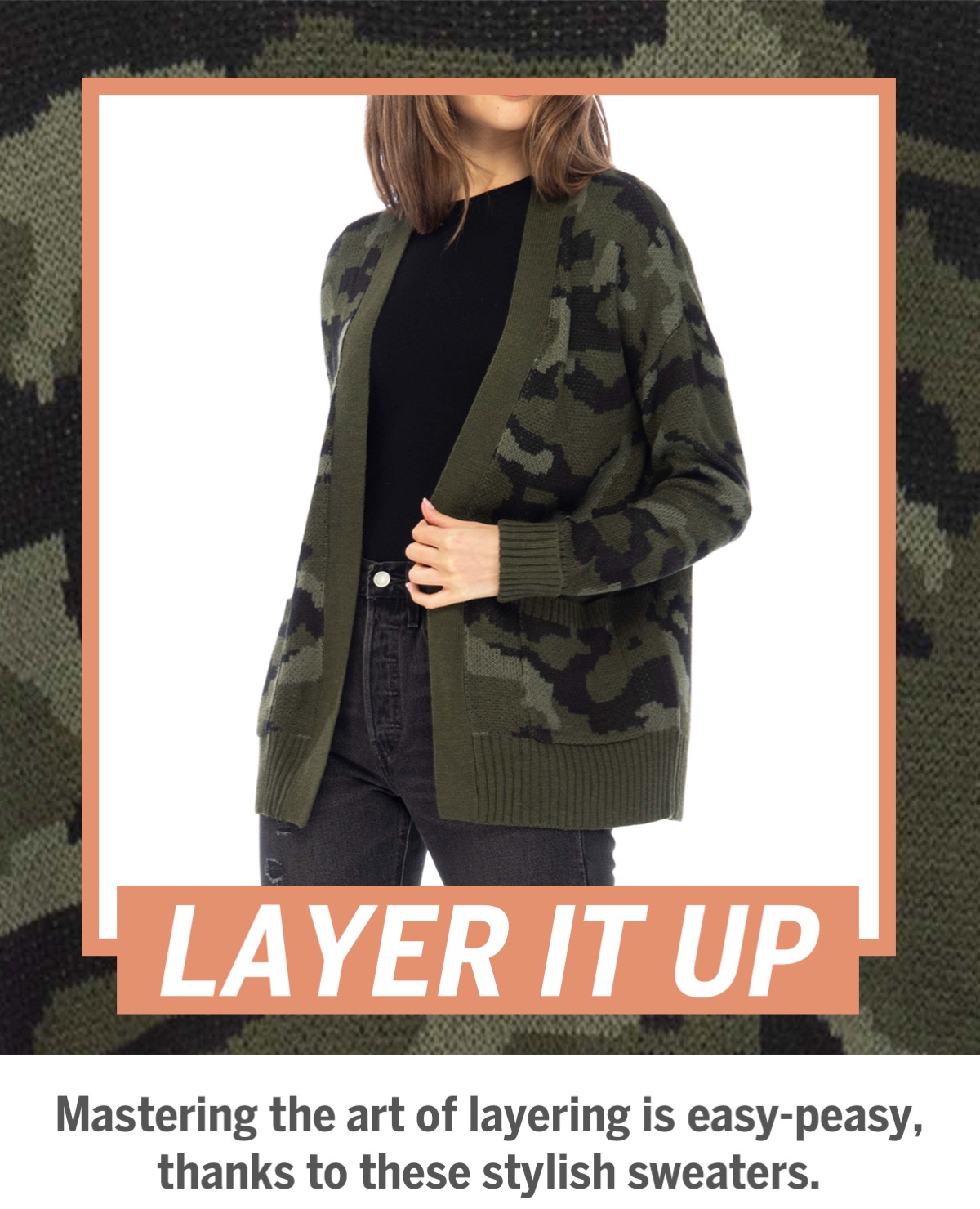 Shop the &quot;Camouflage Cardigan Sweater&quot;