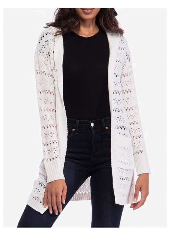 Shop the &quot;Hooded Pointelle Cardigan&quot;